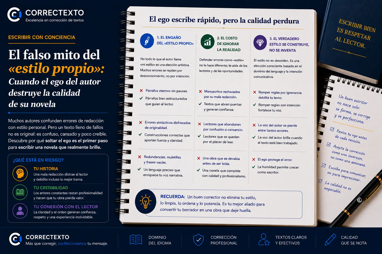 El falso mito del estilo propio: cuando el ego del autor destruye la calidad de su novela – Correctexto