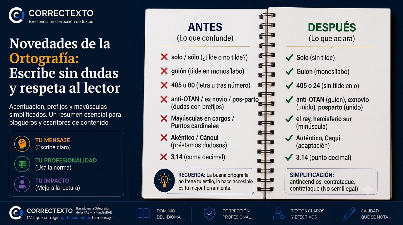 Novedades de la Ortografía RAE: antes y después de la reforma de 2010 – Correctexto