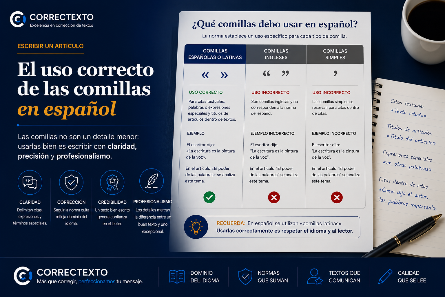 Las comillas según la RAE: uso correcto en español – Correctexto
